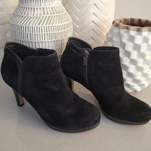 Clark's Artisan Black Suede Platform Booties